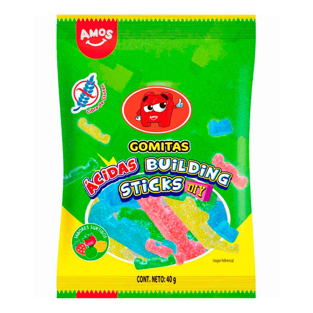 Gomitas Ácidas Building Sticks 40g Amos